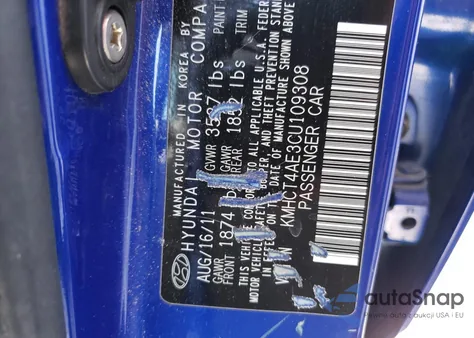 2012 Hyundai Accent Gls z USA, uszkodzony, nr VIN KMHCT4AE3CU109308